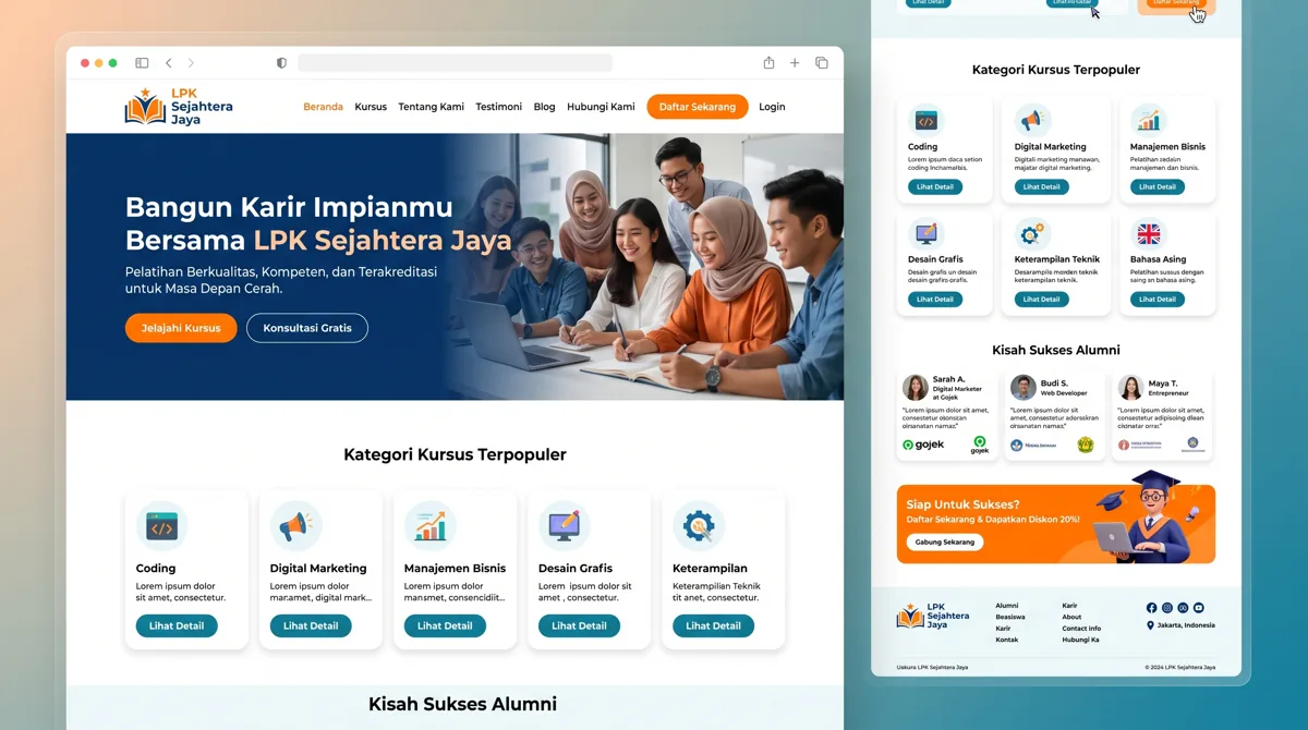 Contoh website education LPK